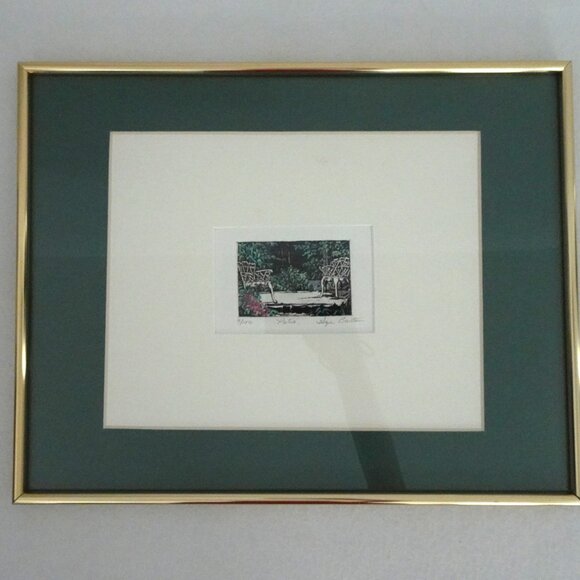 Hope Barton "Patio" Print Miniature Outdoor Landscape Cottage Signed Numbered - Picture 2 of 10